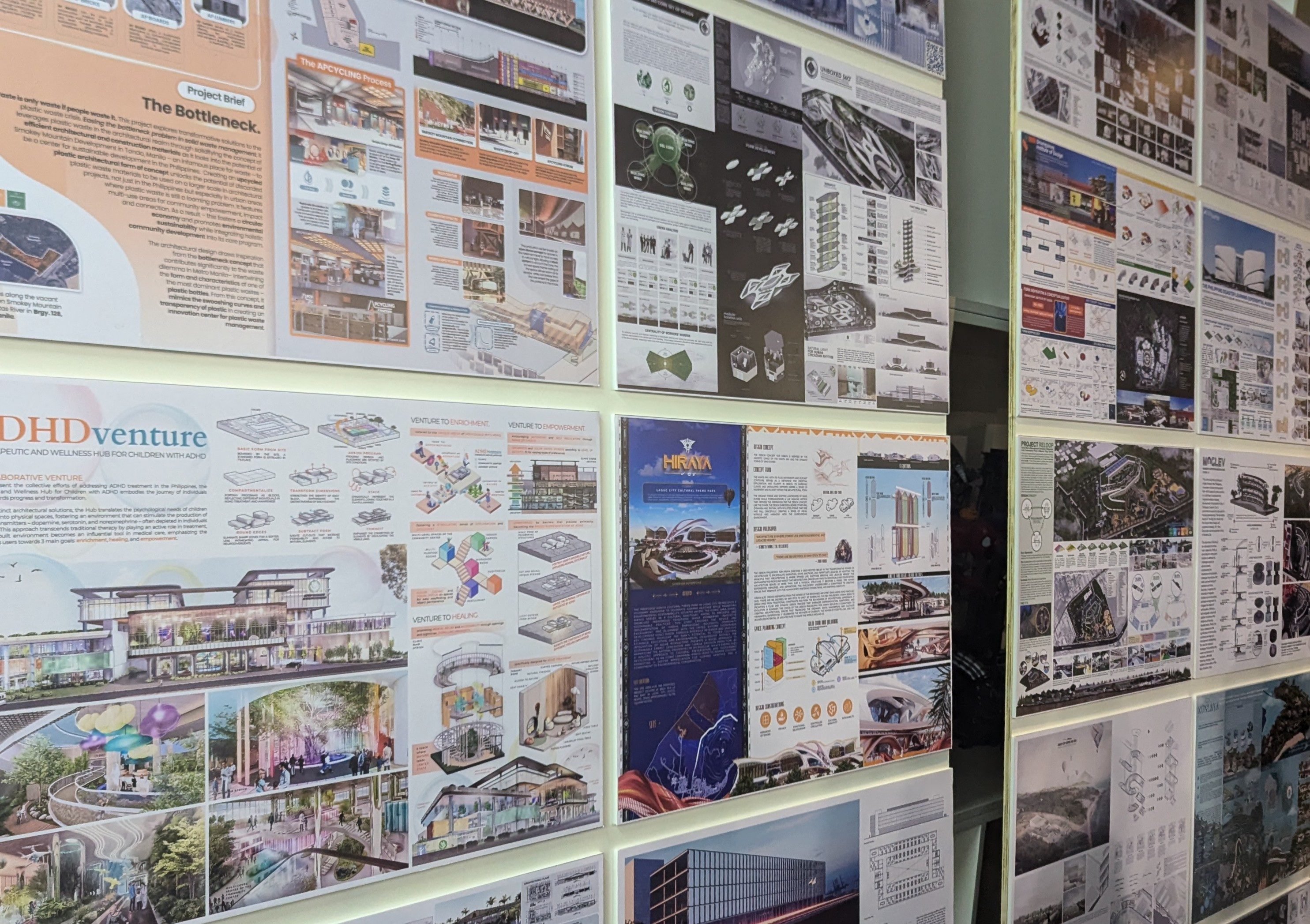 Display of thesis boards at the main office hallway