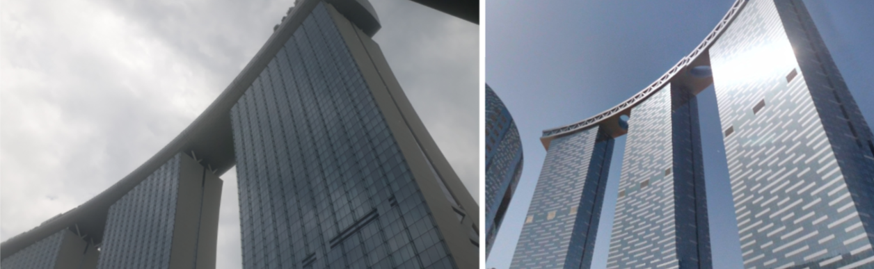 Marina Bay Sands, Singapore (Left), The Gate Towers, Abu Dhabi (Right)