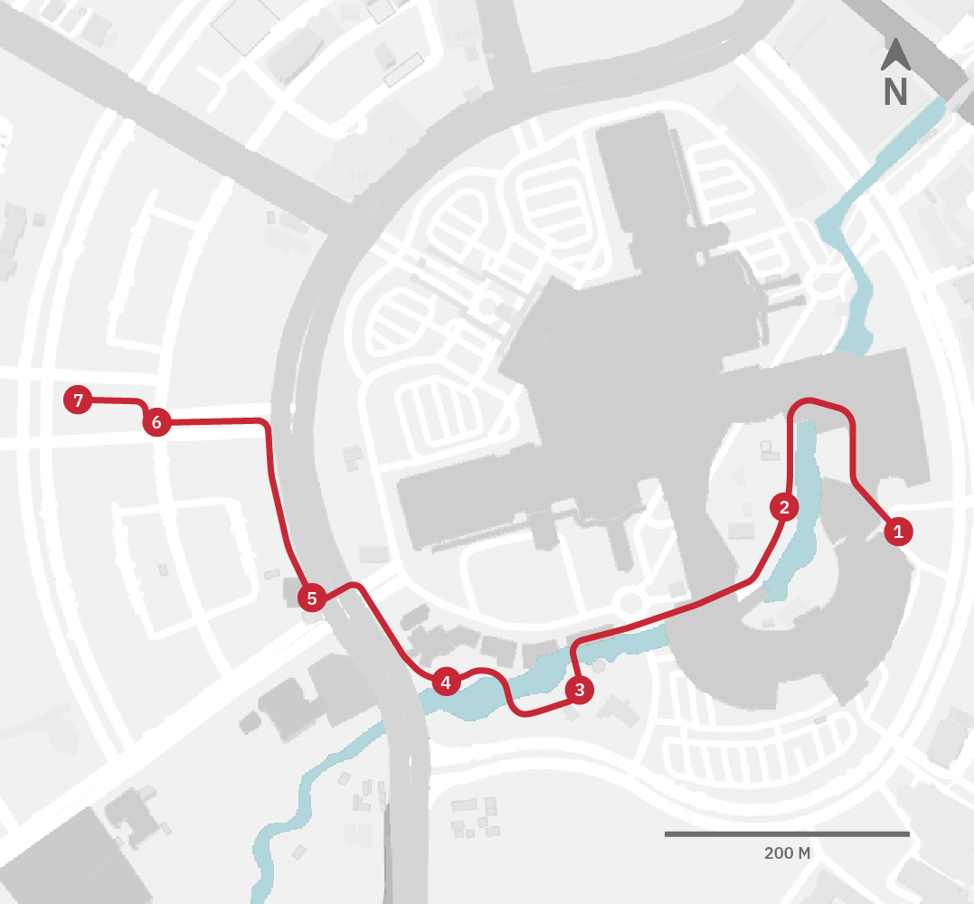 Map showing the Art and Architecture Walking route within Filinvest City, starting near Landmark at Festival Mall.