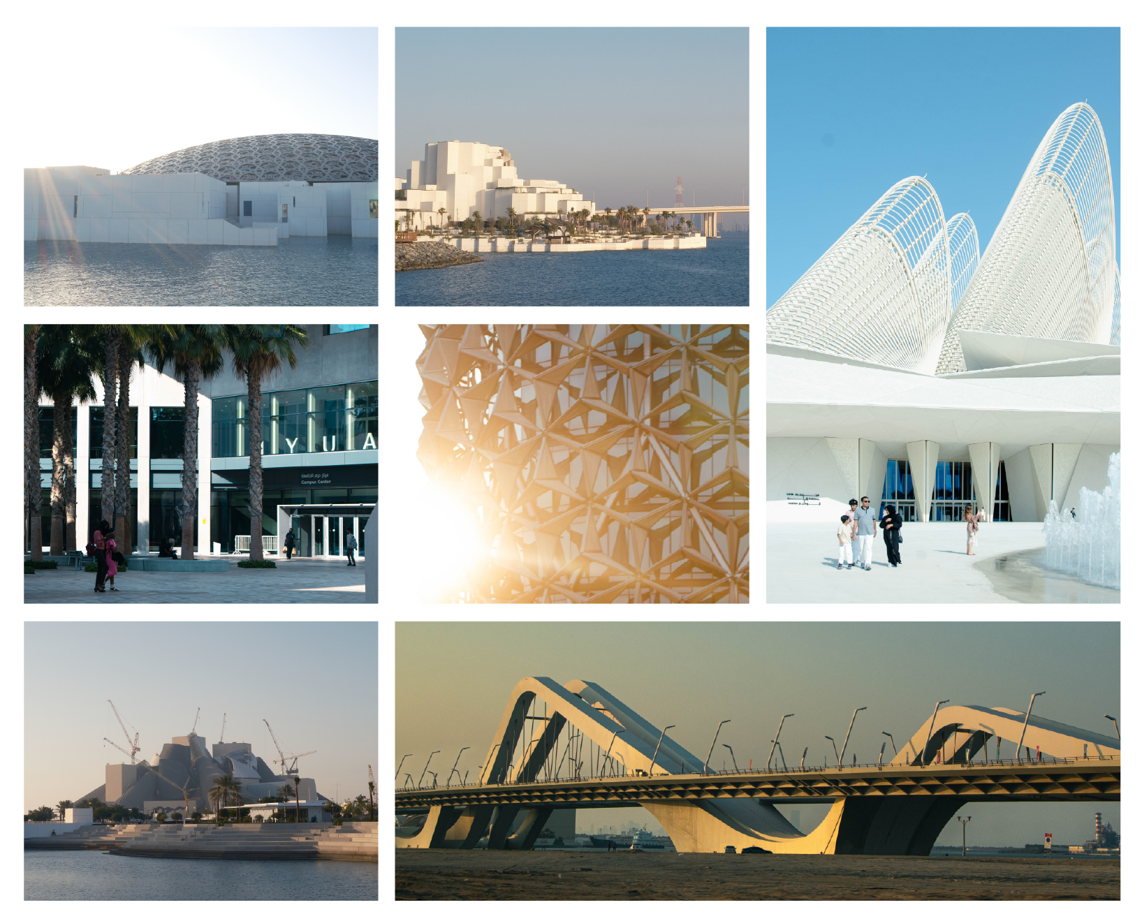 A collage of architectural sites of Abu Dhabi