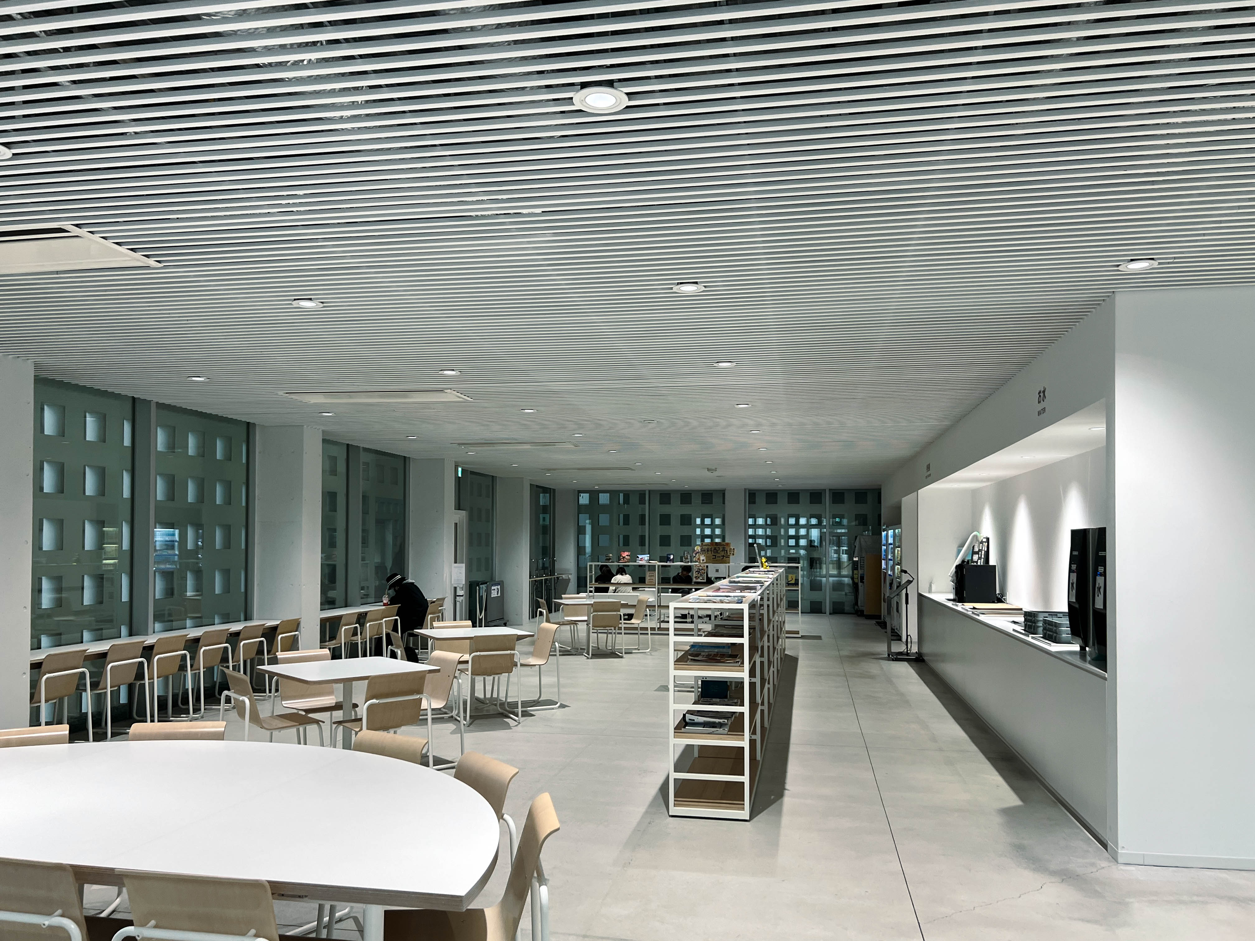 The university cafeteria, one of a limited number of publicly accessible indoor spaces.