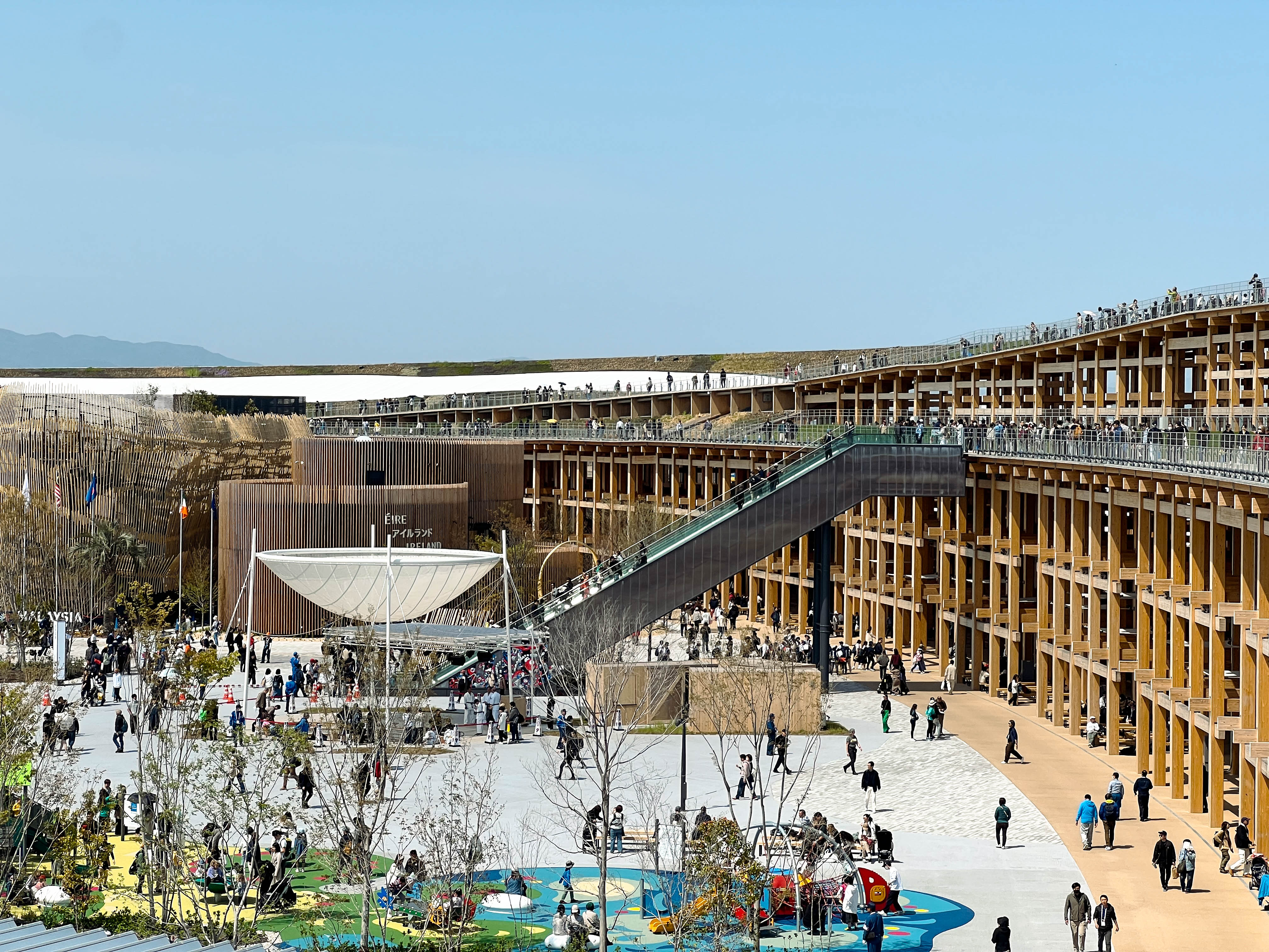 The Expo 2025 site, as seen from the Grand Ring.